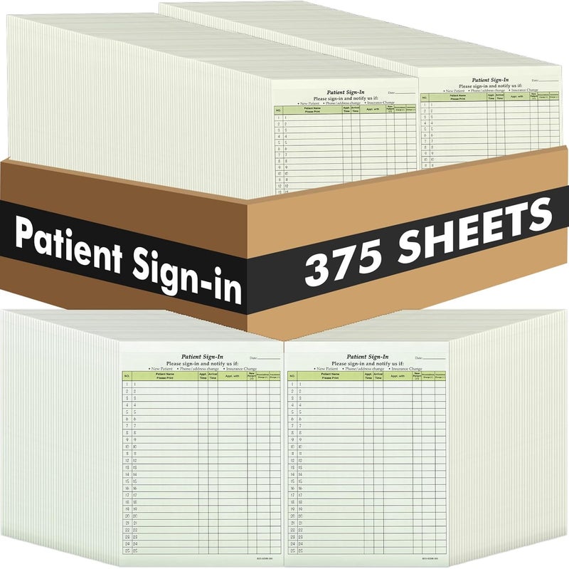 Resholder 250 Pack Patient Sign in Sheets Hipaa Compliant Patient Sign in Label Forms Peel Off Adhesive Labels Carbonless 3 Part Forms for Privacy in Doctor Medical Clinic Dental Office (Green) - Image 1